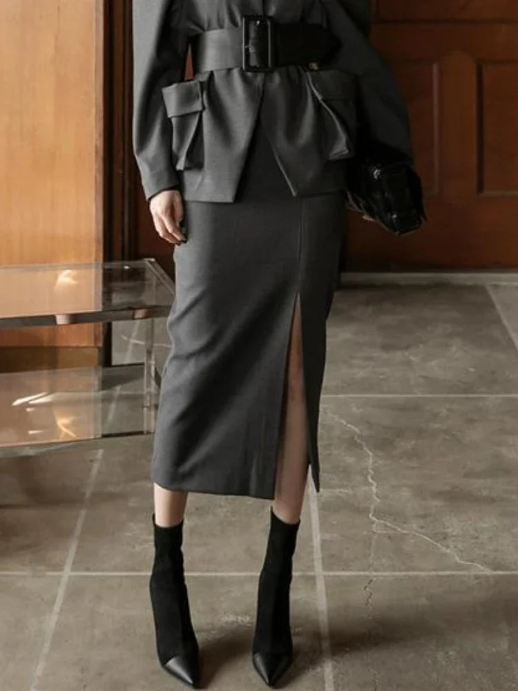 Skirts Women A-line Slim Daily Comfortable Trendy Casual Korean Style Elegant All-match Split Ladies Summer Autumn Simple Retro