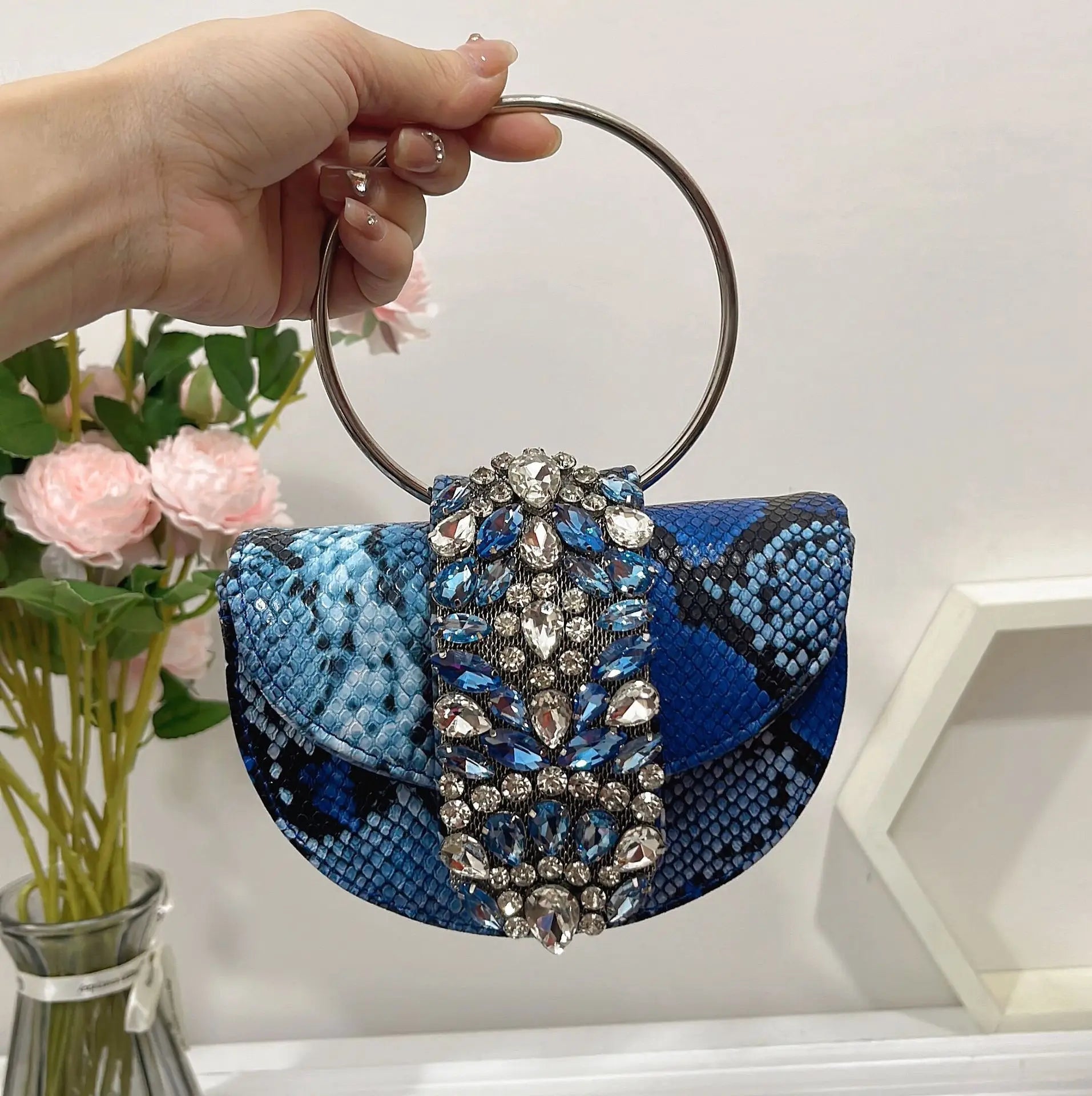 Women Luxury Evening Bags Shiny Rhinestone Clutch Money Purses Fashion Shoulder Bag Handbag Wedding Party Dinner Bag