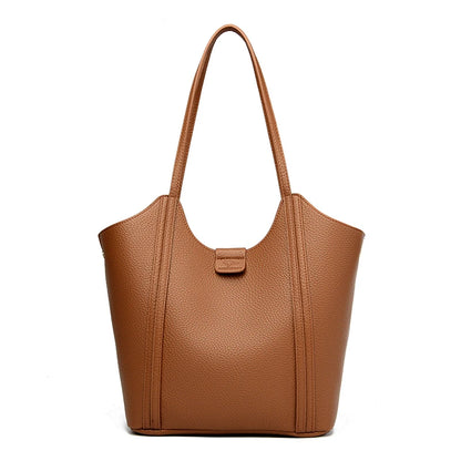 Elegant Women's Handbag Quality Leather Top-Handle Bag Ladies Solid Color Shoulder Crossbody Bag Casual Tote Purse Messenger Sac