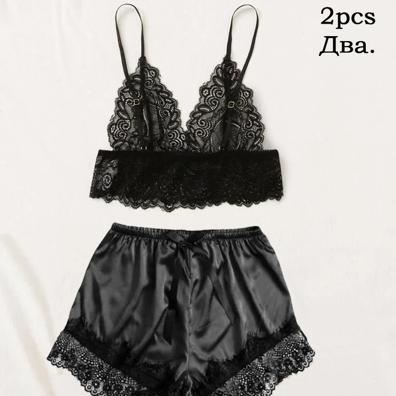 5 Pieces  Satin \ Pajama Set