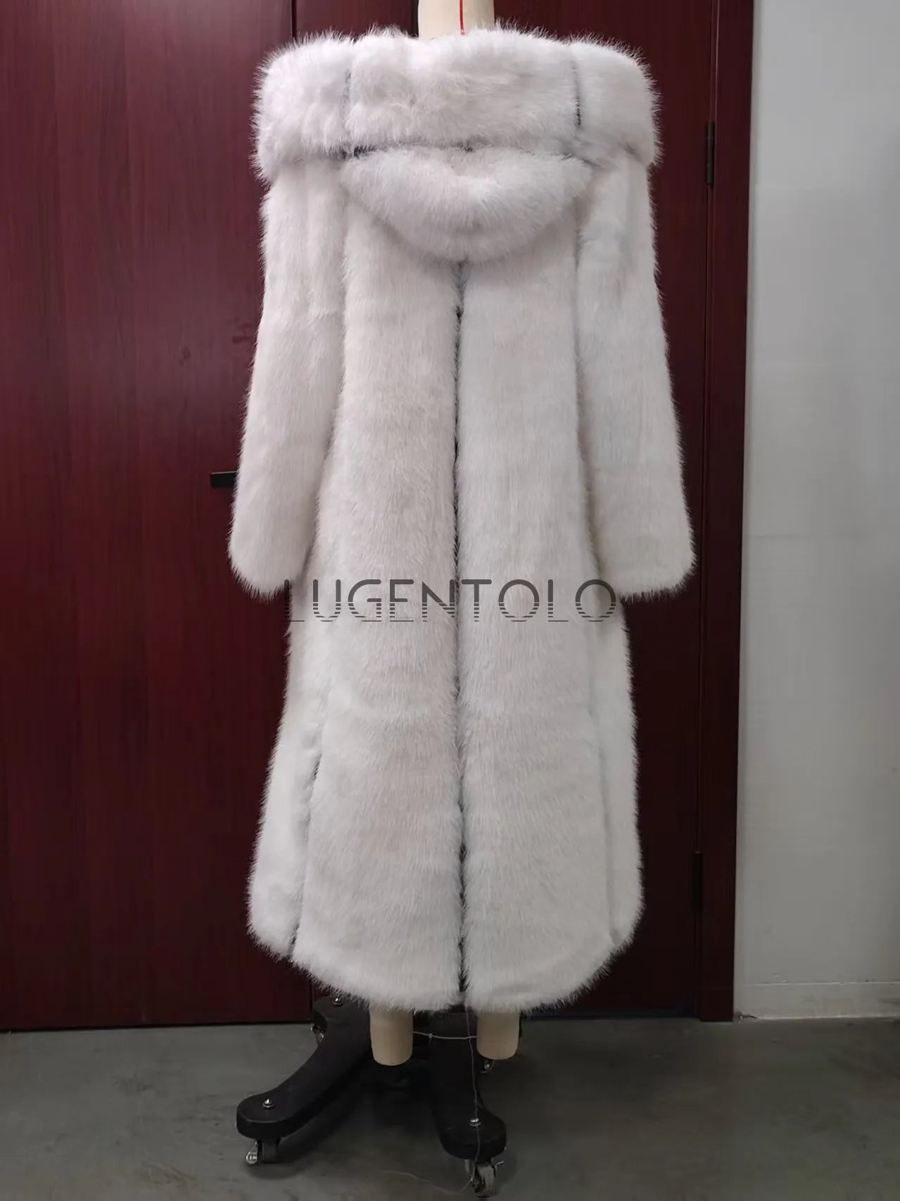 Faux Fur Coat Women Winter Fashion Warm X-Long  Coats Solid Hooded Loose Large Size Open Stitch Clothing Lugentolo