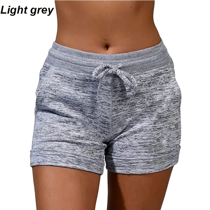 Womens Solid Elasticated Waist Shorts Ladies Summer Yoga Gym Fitness Jogging Hot Pants Sweatpants Clothing