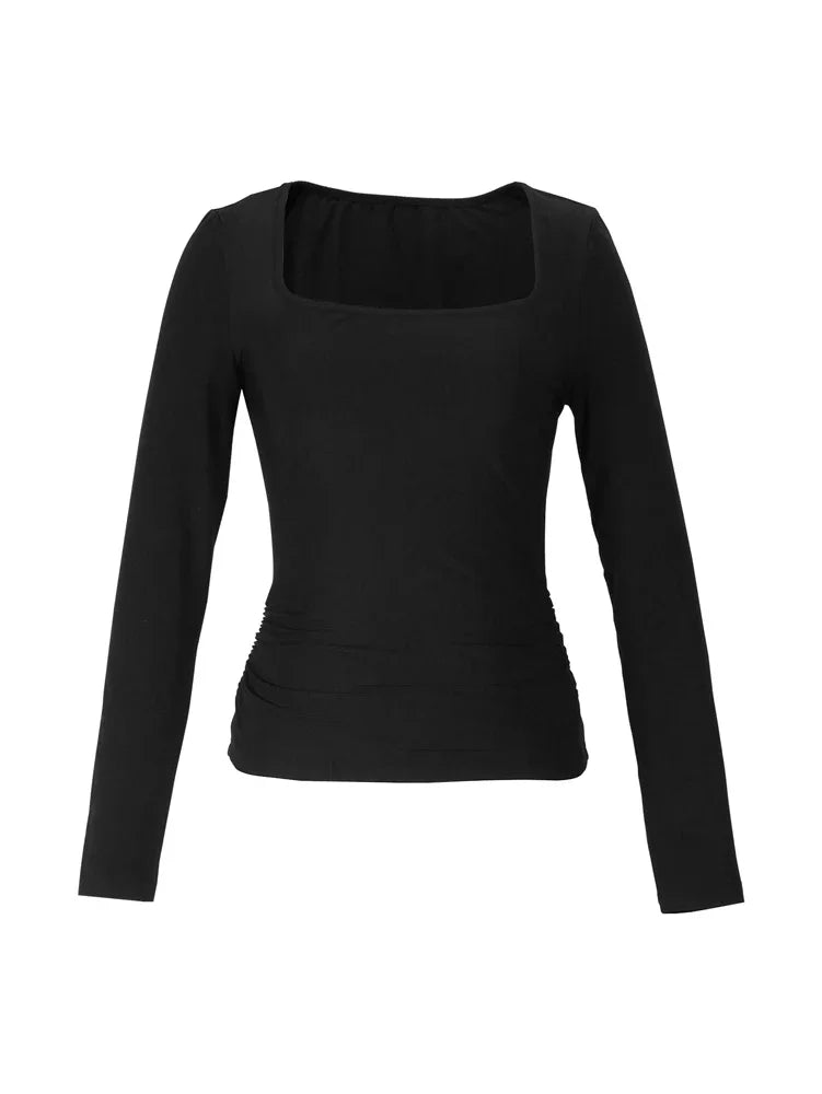 Women's Long Sleeve Tops Casual Scoop Neck Ribbed Knit Slim Fitted Basic Tee Shirts Trendy Spring Outfits