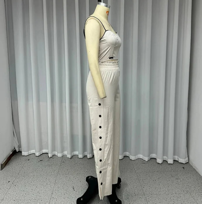 Two Piece Set for Woman 2025 Summer Casual Matching Sets Outfits Women's Sexy Tank Tops Elastic High Waist Wide Leg Pants Set