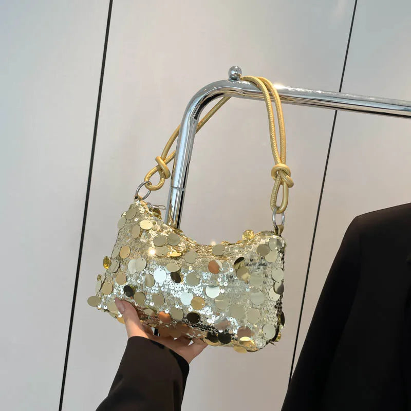 Glamorous Evening Clutch Bag Sparkling PU Purse Sequined Shoulder Tote Lightweight Zipper Party & Daily Shoulder Bag