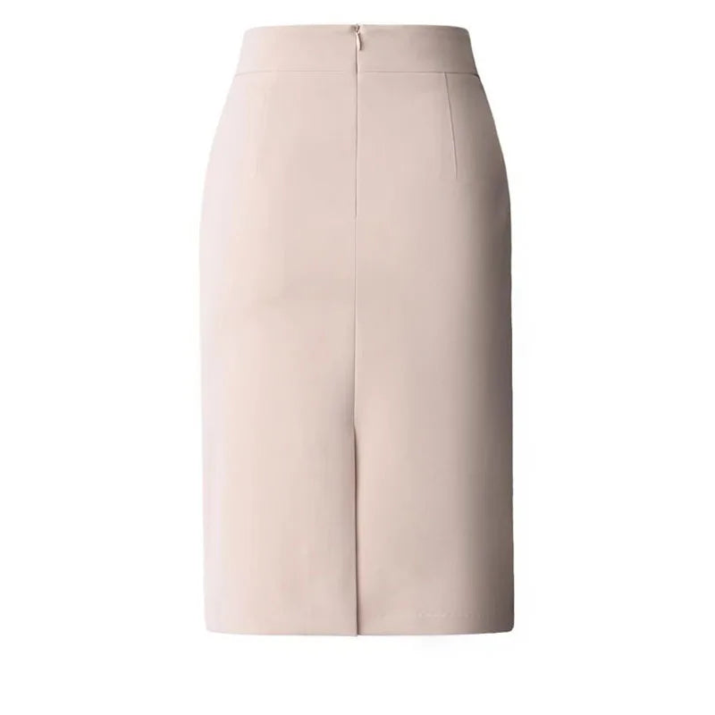 Elegant High Waisted Office Lady Pencil Skirt Korean Fashion Slim Fit Package Hip Midi Skirts Women Solid Color All-match Skirts