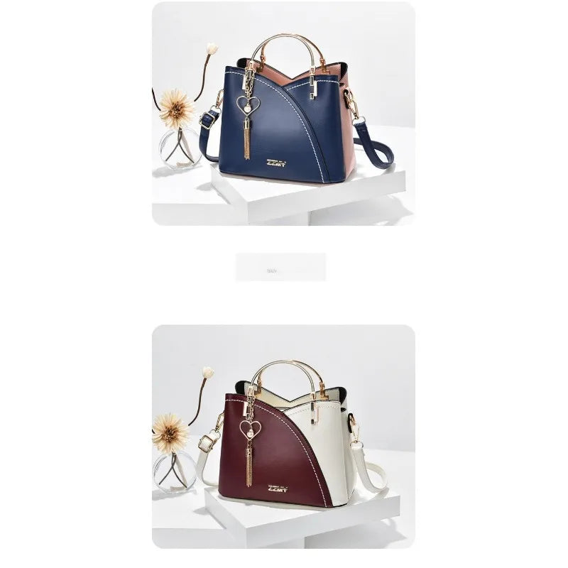 Fashionable handbag Korean color-blocking large capacity women's bag fashionable one-shoulder crossbody bag bucket bag