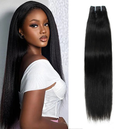 Light Yaki Straight Bundles Human Hair Weaving Natural Black Yaki Straight Human Hair Weft Double Weft Brazilian Remy Hair 100g