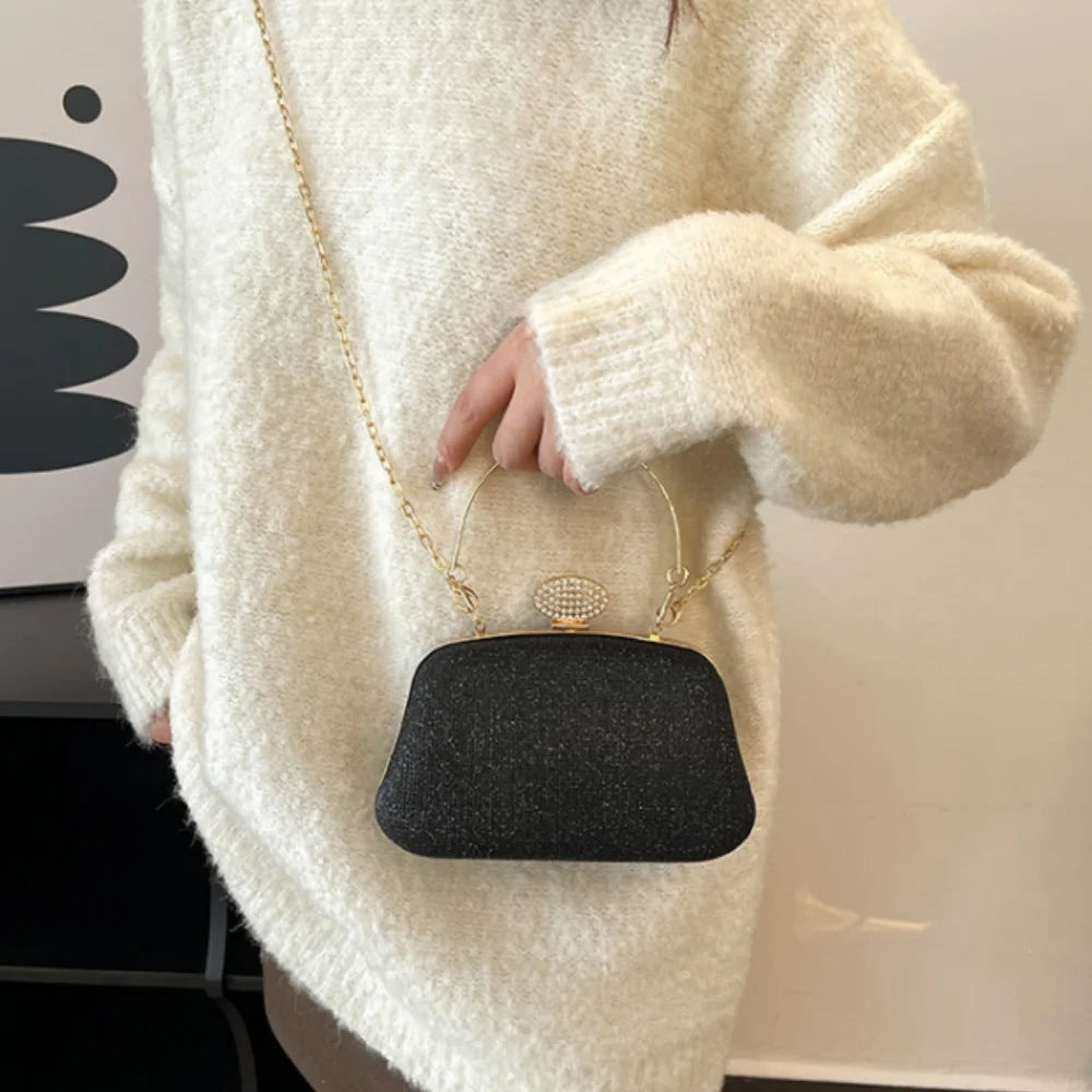 Dinner Shoulder Bag Stylish Evening Bag Wedding Clutch Handbag Black Ladies' Crossbody Bag For Dinner Event Formal Occasion