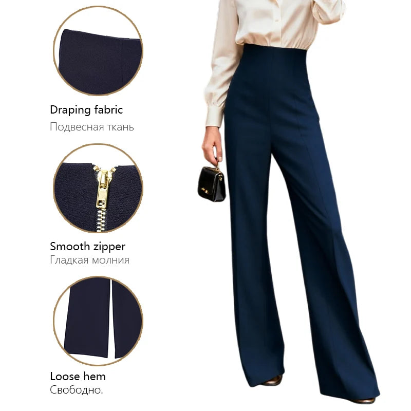 Womens Casual Trousers High Waist Zipper Elegant And Versatile Pants For Spring And Autumn Everyday Wear