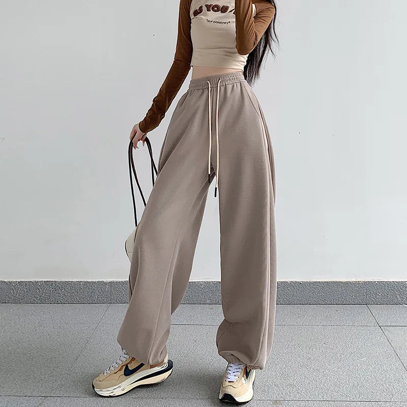 2025 Joggers Sweatpants Women cargo pants cotton Korean Y2K Summer Harajuku High Waist Black Women's pants Wide Leg Trouser