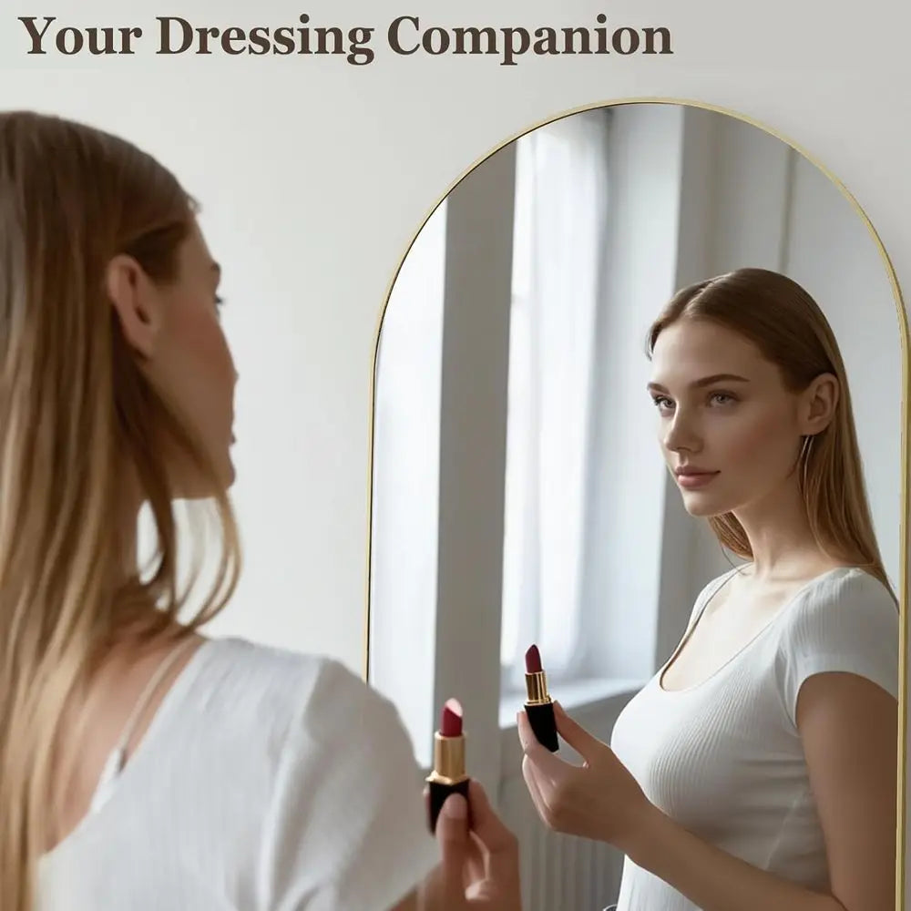 64x21 Arched Full-Length Mirror, Gold Finish
