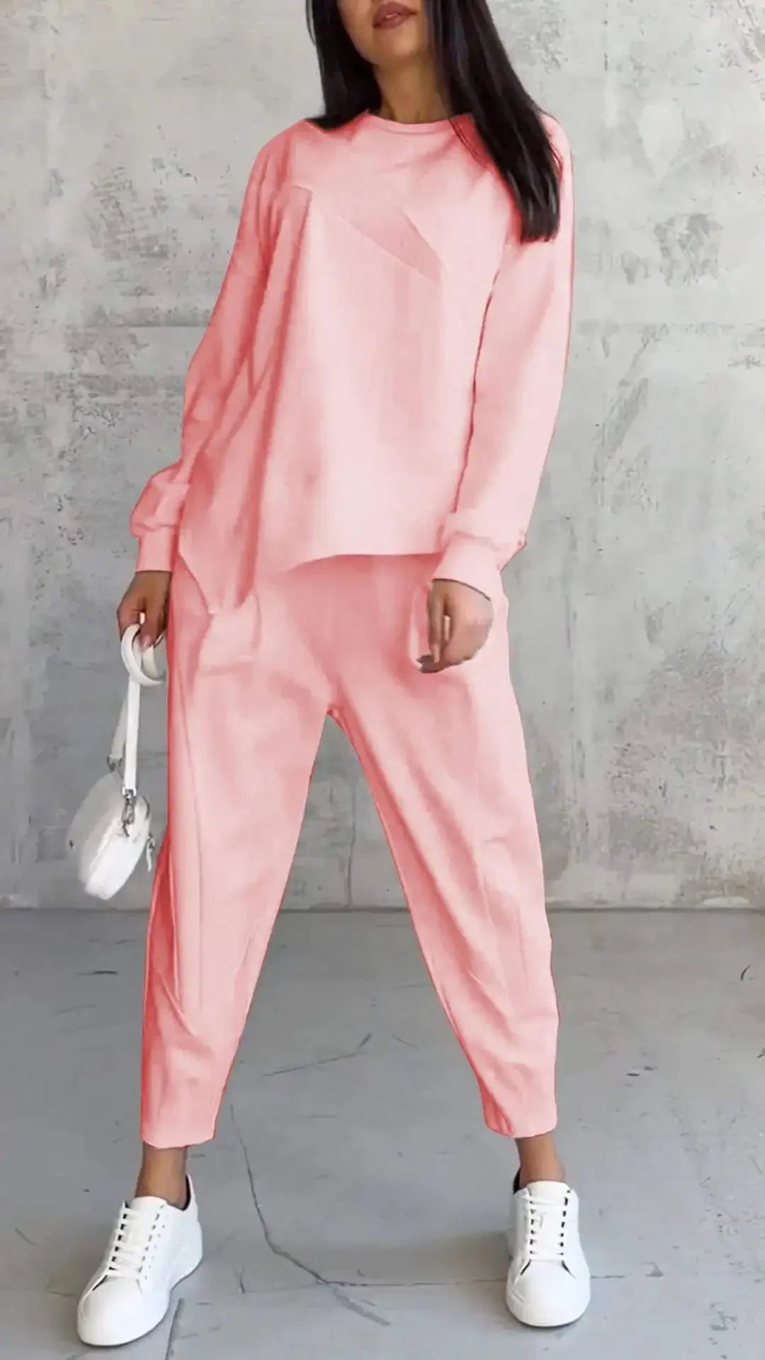 Women Casual 2 Piece Sets Solid Irregular Sweatwear Tops Jogger Pants Suit Women Sport Two Piece Outfit