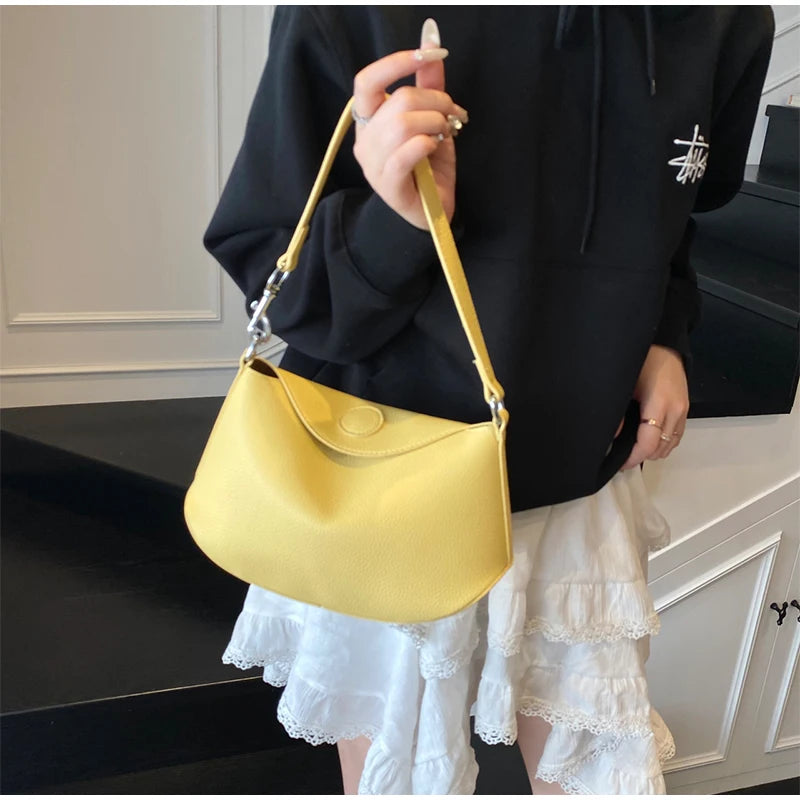 Pea Pod Crossbody Shoulder Bag,Women's Lychee Pebbled Pattern Women Dumpling Sling Bag,Chic Simple Minimalist Commuter Purse