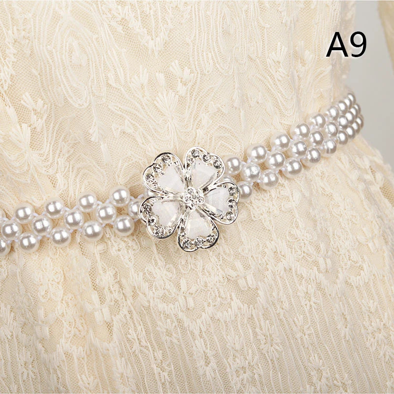 Large Pearl Waist Chain Women's Elastic Belt with Diamond Decoration All-match Skirt Fashion Casual Luxury Design Girdle Gothic