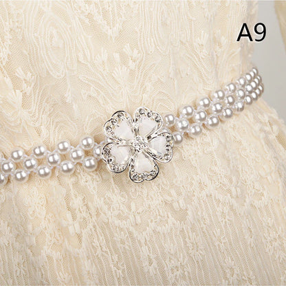 Large Pearl Waist Chain Women's Elastic Belt with Diamond Decoration All-match Skirt Fashion Casual Luxury Design Girdle Gothic