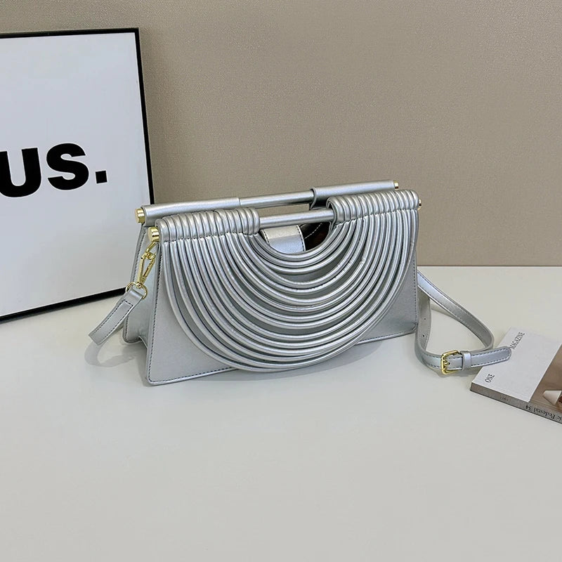 Branded Luxury Evening Clutch Purse For Women Noodles Design Golden Crossbody Bag For Wedding Dinner Party Designer Handbag 2025