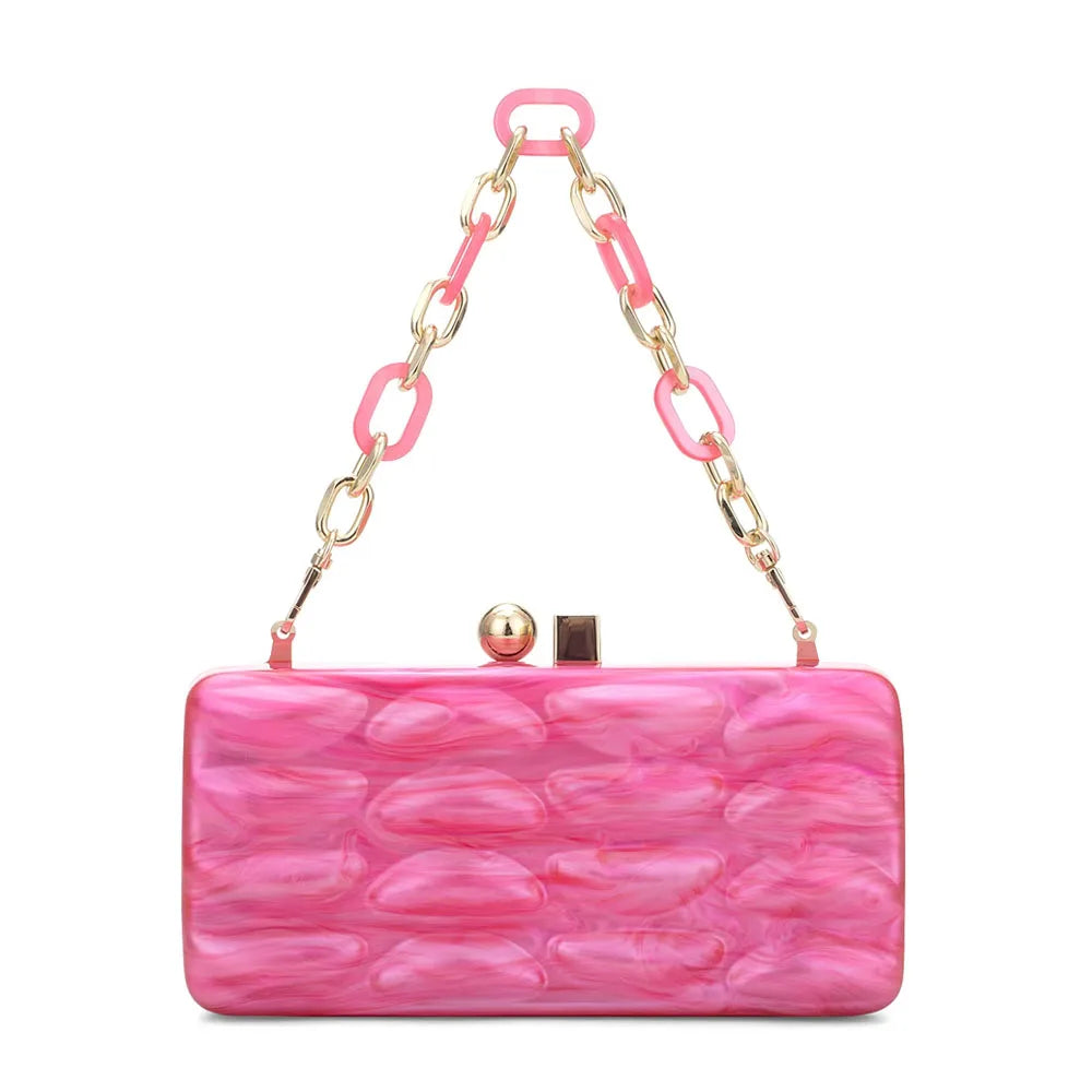 Luxury Evening Bag For Women Elegant Acrylic Hard Surface Ladies Clutch 5 Color Hangbag Party Wedding Shoulder Bags 2024 Fashion