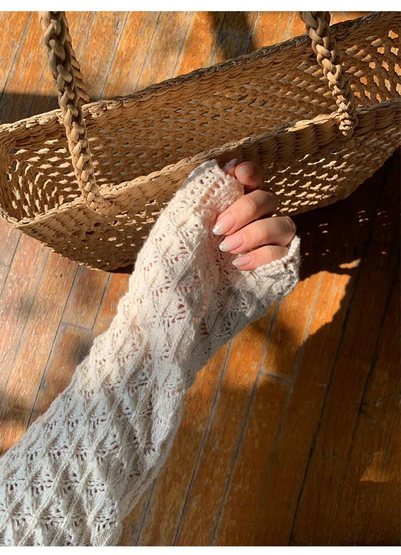 Women's Knitted Sweater Skirt Two-Piece Suit New Sexy Hollow Off-Neck Long Sleeve Sweater Skirt Suit