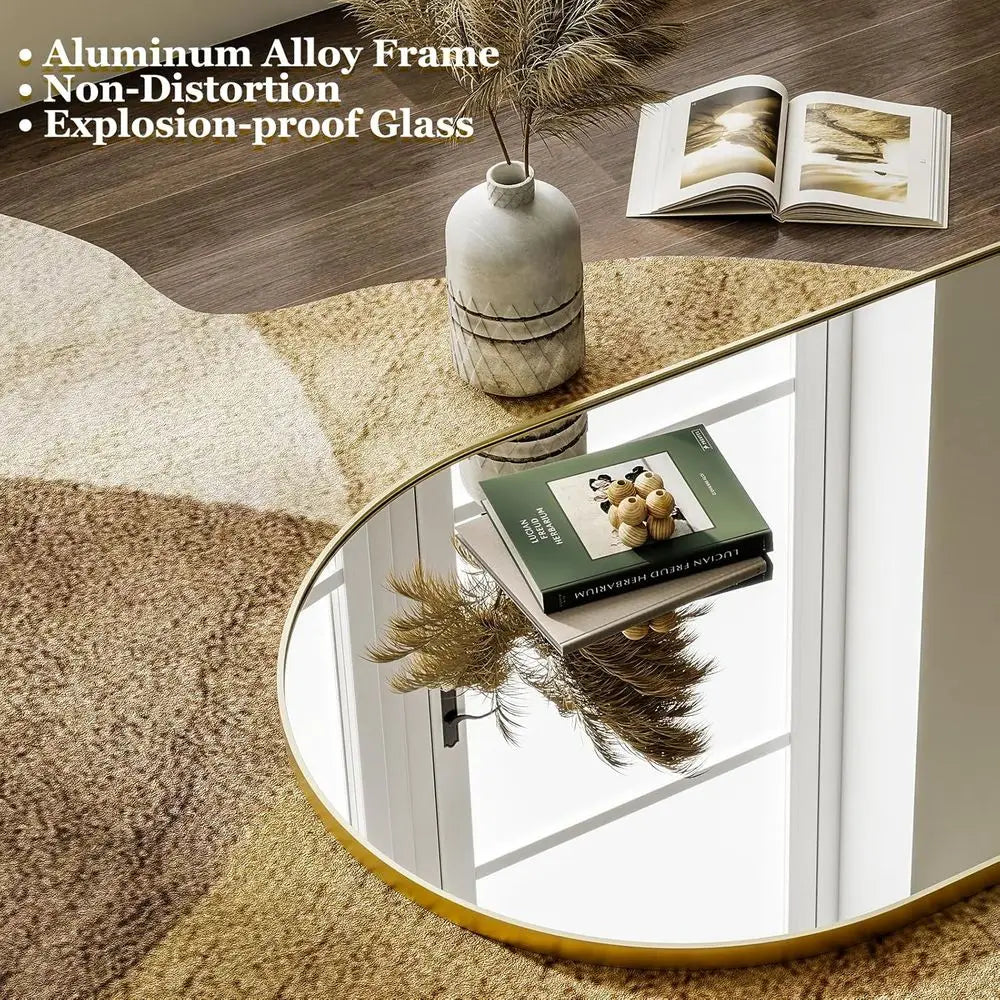 64x21 Arched Full-Length Mirror, Gold Finish
