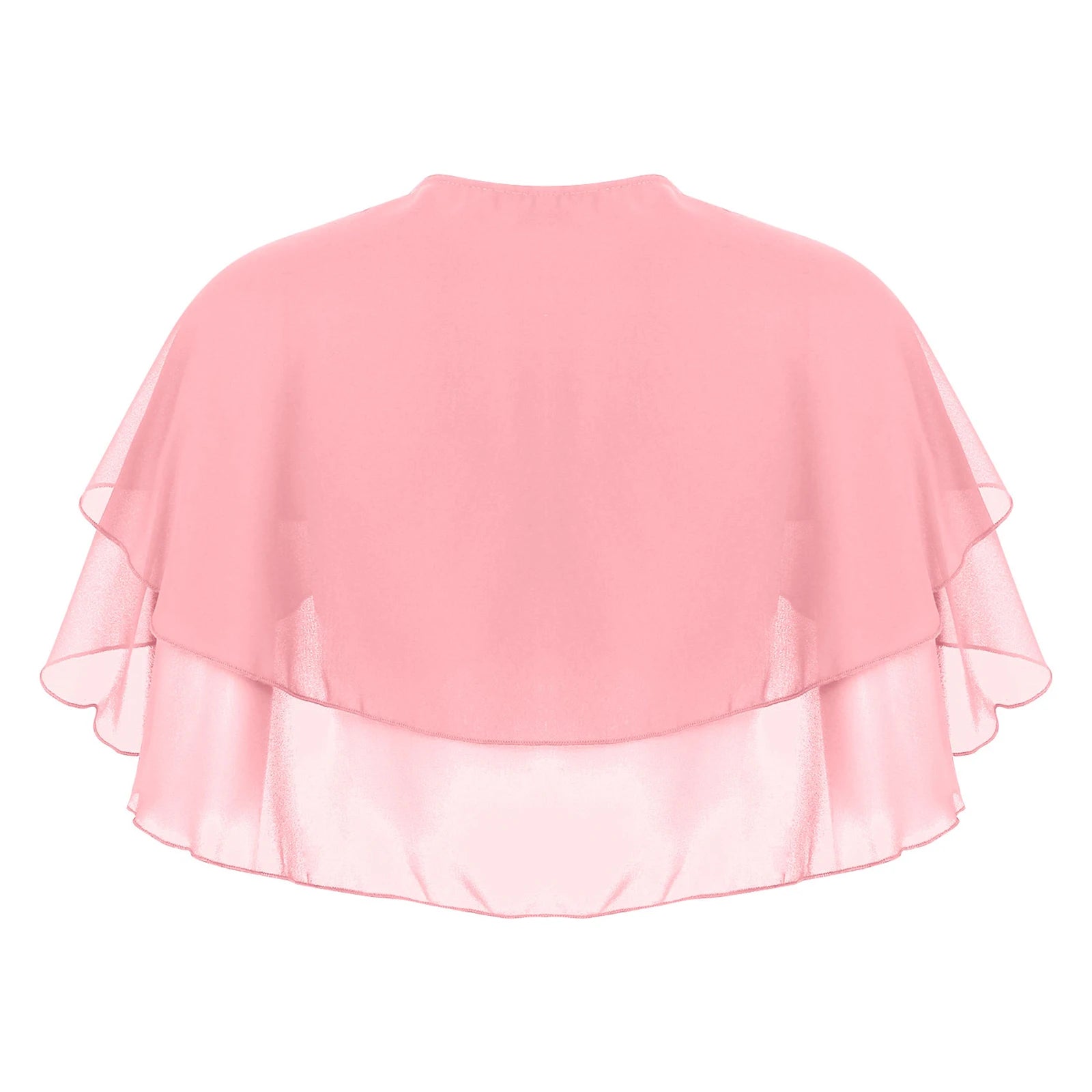 Women Elegant Solid Color Chiffon Shawl Ruffle 2-Layer Chiffon Wraps Bolero Wedding Birthday Evening Party Dress Cape Outerwear