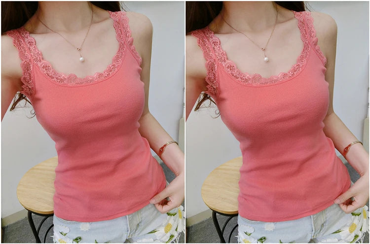2025 Summer Top Women Sleeveless Lace Tank Top Sexy Women's T-shirt Vest Tank Tops Female Vest Tops White Black Underwear Women