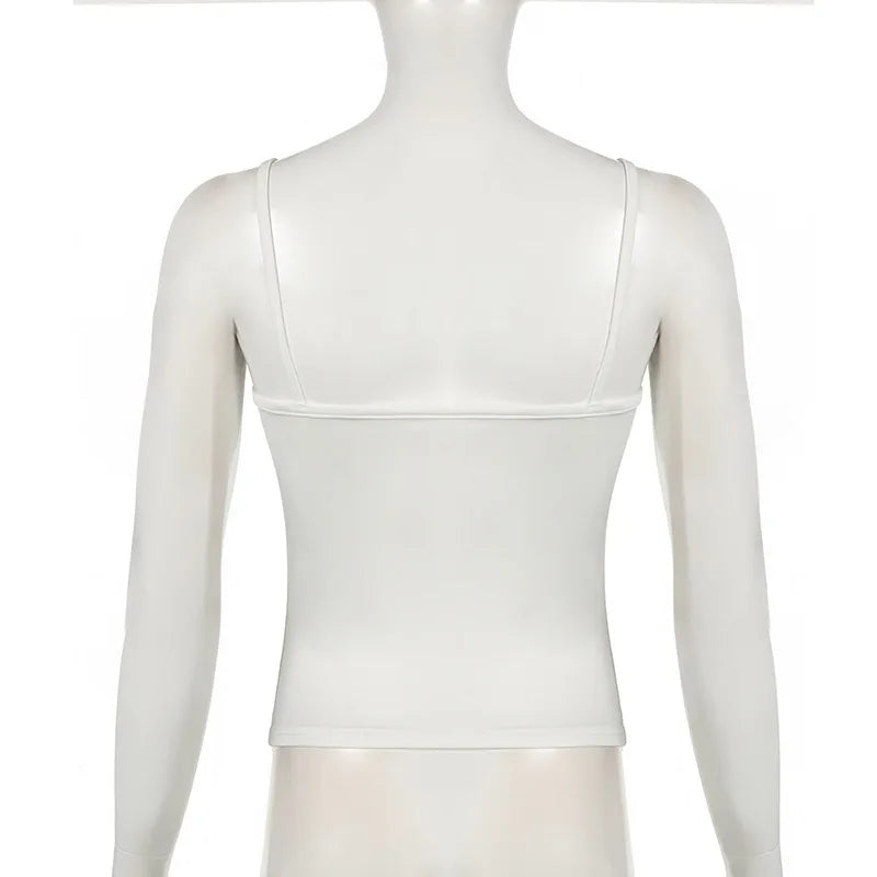 Sexy Spaghetti Strap Tank Tops Fashion Women White Solid Basic Sleeveless Y2K All-Match Crop Top Casual Streetwear Harajuku Tees