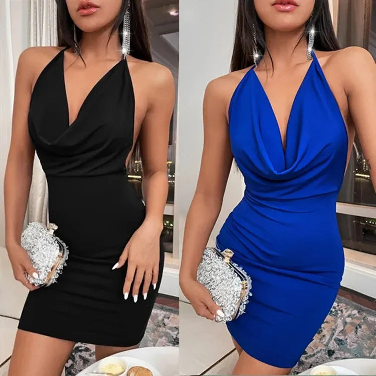 The Deep-V Halter Dress