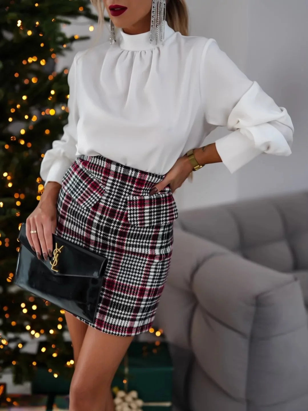 Womens Blouses Fashion 2024 Smocked Long Sleeve O-Neck Casual Chiffon Shirts Tops Casual Loose Blouses T Shirts