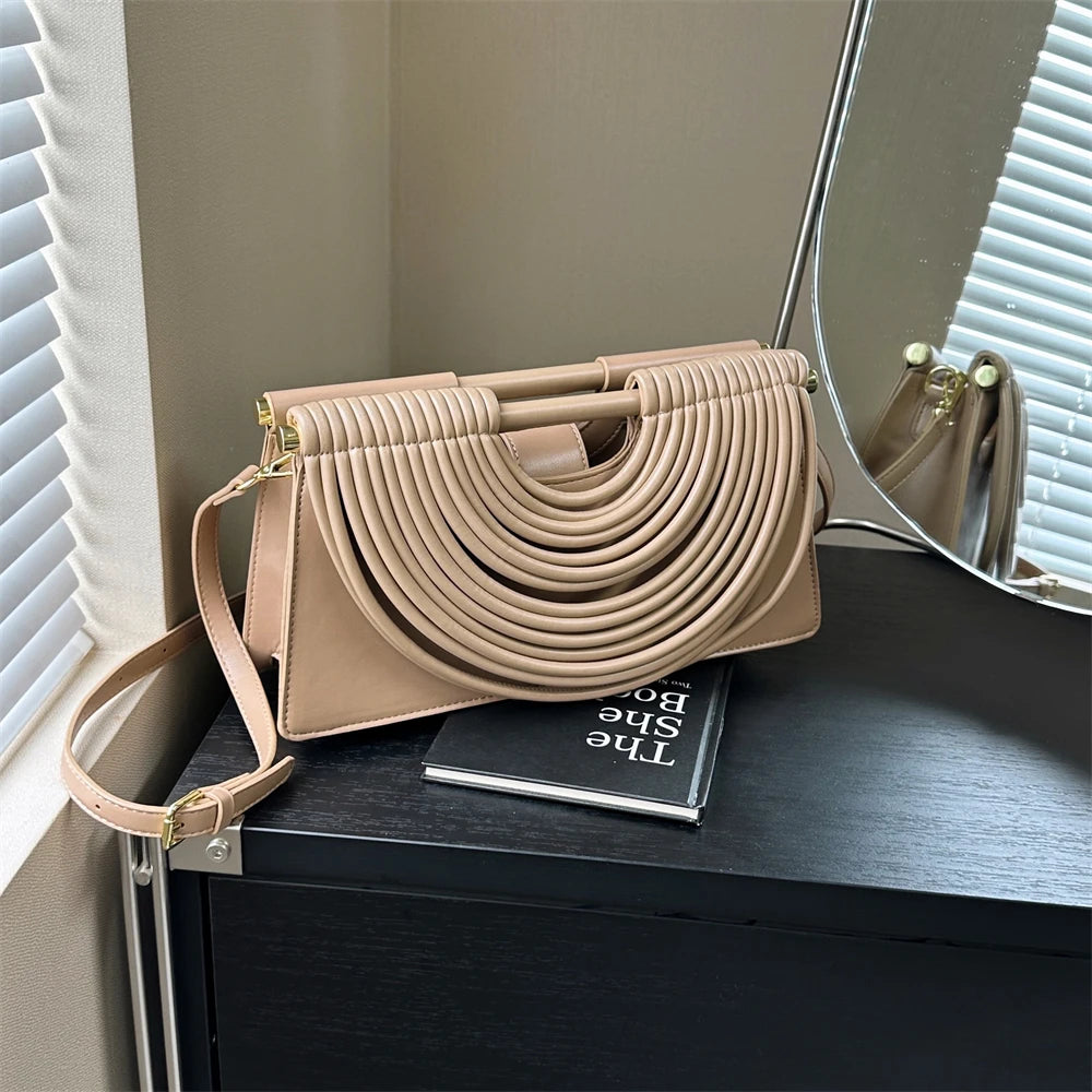 Branded Luxury Evening Clutch Purse For Women Noodles Design Golden Crossbody Bag For Wedding Dinner Party Designer Handbag 2025