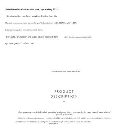 Early Spring Korean Style Cropped Studded Niche Chain Bag 2024 New Trendy Versatile Handbag Genuine Leather Small Square Bag