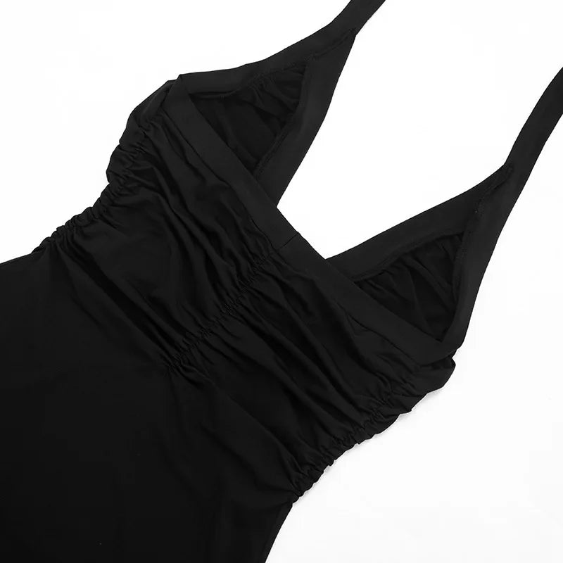 V-Neck Ruched Mini Dress