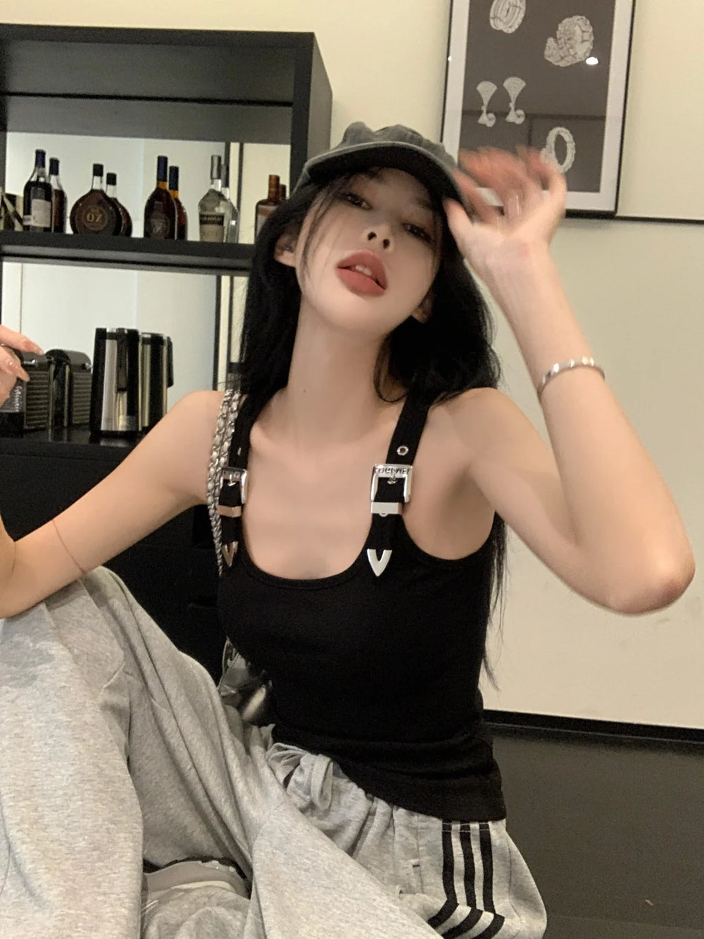 Tanks Women Personality Creativity Casual Trendy All-match Chic Age-reducing Simple Streetwear Solid New Summer Lady Sweet Thin