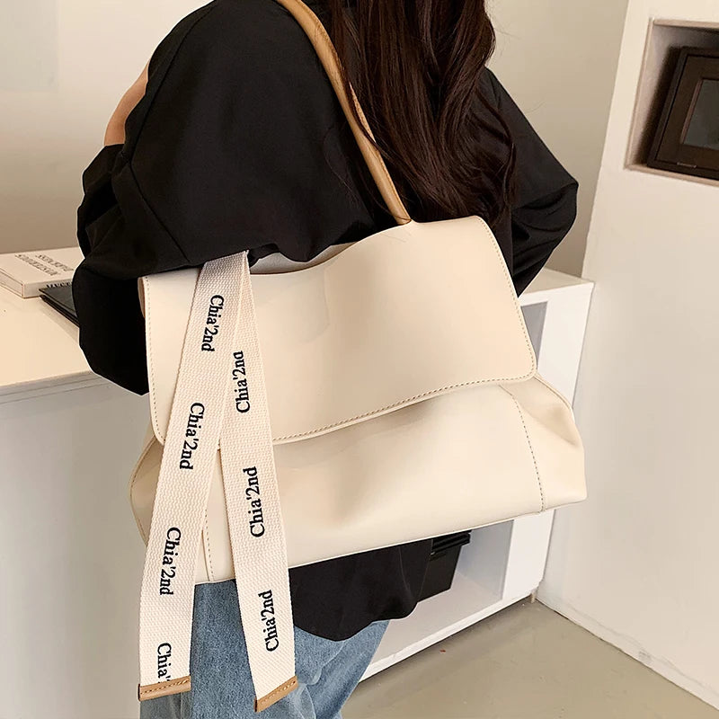 Tote Bag for Women 2024 PU Leather Purse and Handbag Lady Fashion Casual Solid Color Large Capacity Shoulder Bag