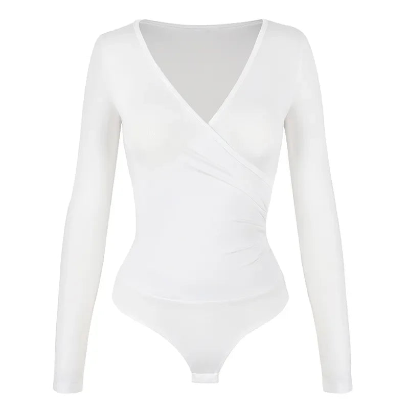 Sexy Bodysuits Shapeswear for women V-Neck Long Sleeve Tummy Control Slimming Abdomen Corset