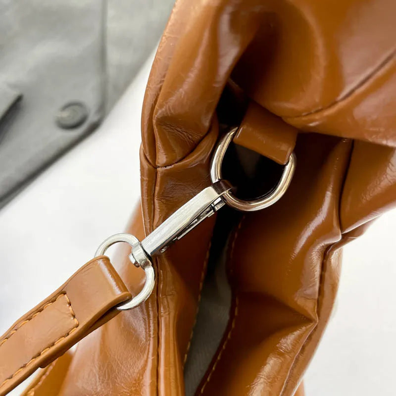 Black Half Moon Underarm Bag For Women Luxury Studded Beading Handbags Red Purse Solid Color Pu Leather Shoulder Crossbody Bags