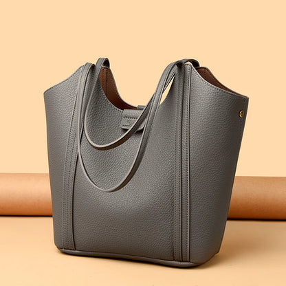 Elegant Women's Handbag Quality Leather Top-Handle Bag Ladies Solid Color Shoulder Crossbody Bag Casual Tote Purse Messenger Sac