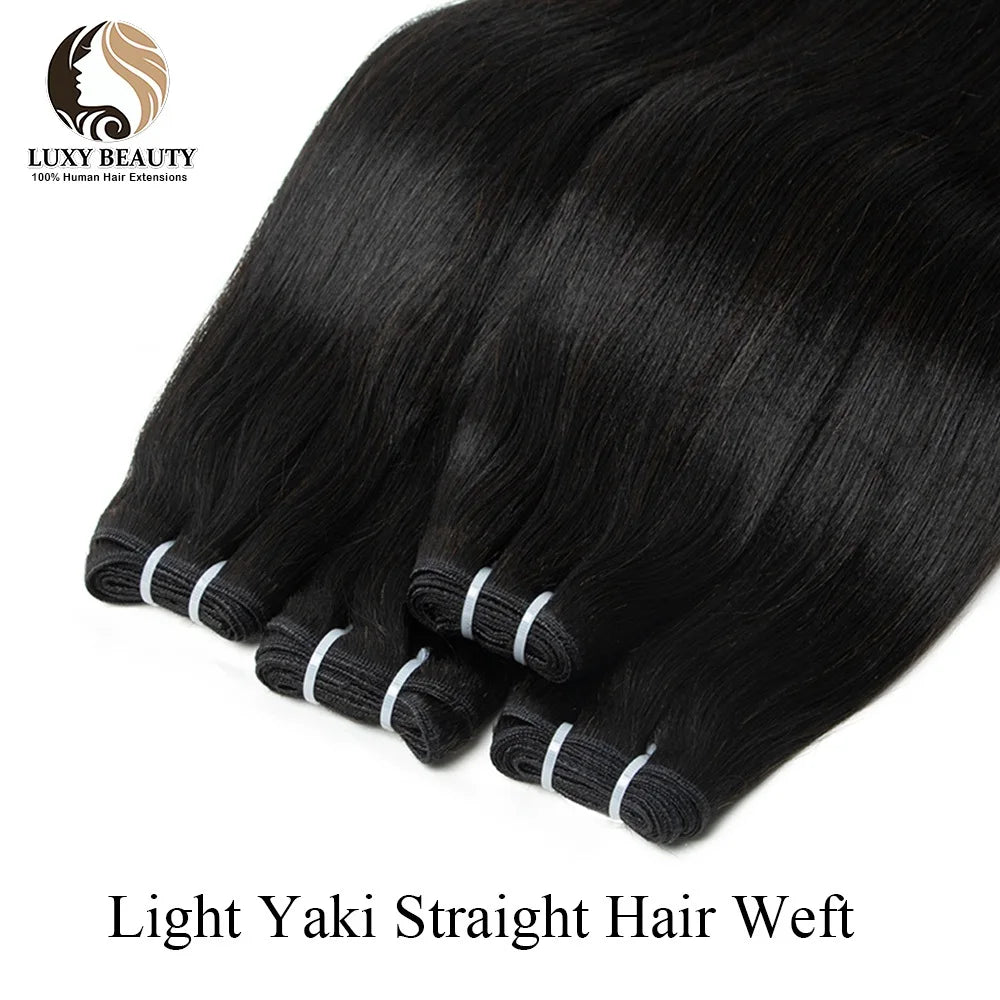 Light Yaki Straight Bundles Human Hair Weaving Natural Black Yaki Straight Human Hair Weft Double Weft Brazilian Remy Hair 100g