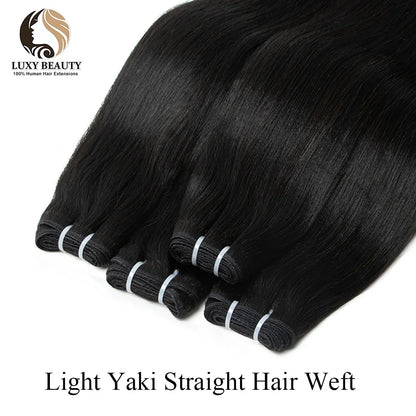 Light Yaki Straight Bundles Human Hair Weaving Natural Black Yaki Straight Human Hair Weft Double Weft Brazilian Remy Hair 100g