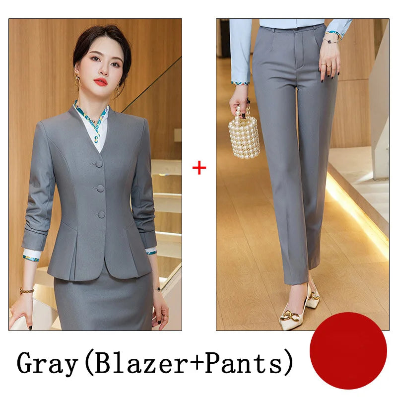 Women Business Skirt Suits Spring Formal Uniform Styles Blazers Feminino for Women Professional Office Work Wear Outfits Set