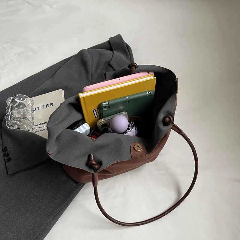 2pcs/set  Women Tote Bags Work Bags Suede Slouchy Bag Hobo Handbag Tote Handbag Suede Shoulder Bag Solid Color Commuting Bag