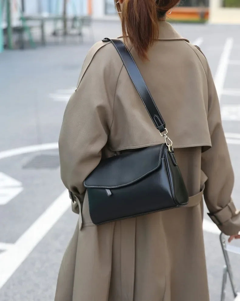 Women's Genuine Leather Shoulder & Crossbody Bag Minimalist Design for Office, Dinner & Weekend Outings Durable Everyday Handbag