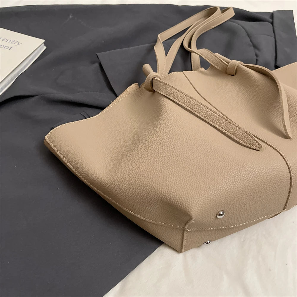 Branded Designer Shoulder Tote Bags For Women Soft PU Leather 2-IN-1 Big Capacity Shopper Tote Set 2025 Luxury Designer Handbags