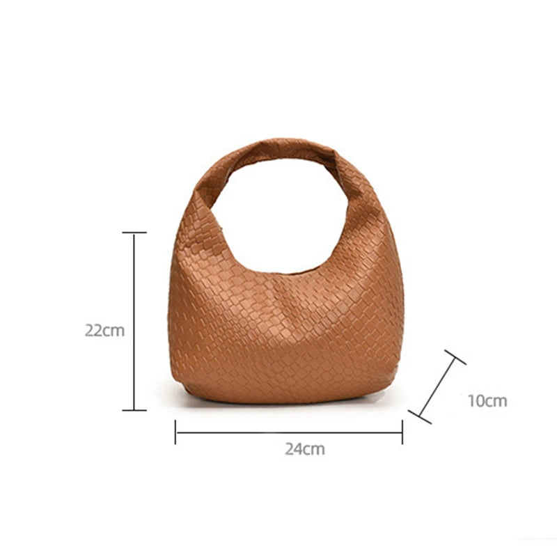 Fashion Pu Weave Bag Red Purse Underarm Bag Fashionable Crescent Mobile Phone Purse and Handbags For Women