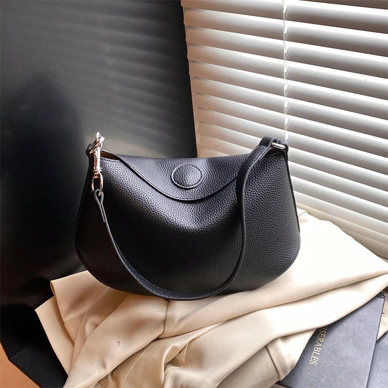 Pea Pod Crossbody Shoulder Bag,Women's Lychee Pebbled Pattern Women Dumpling Sling Bag,Chic Simple Minimalist Commuter Purse