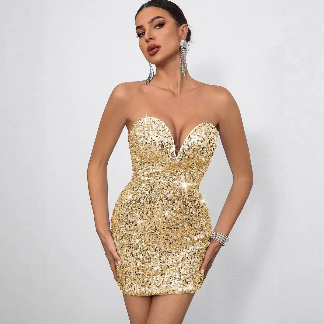 Backless Sequins Dress