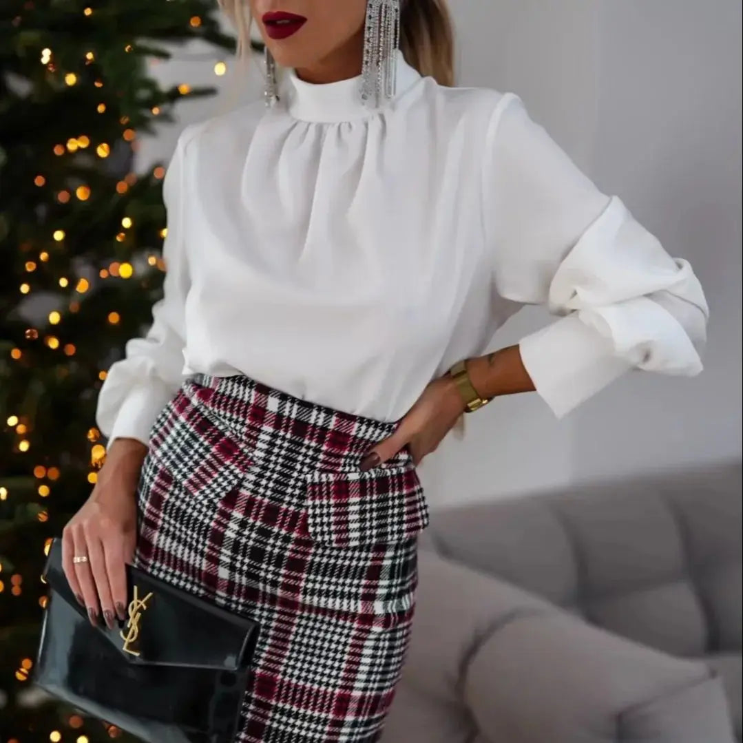 Womens Blouses Fashion 2024 Smocked Long Sleeve O-Neck Casual Chiffon Shirts Tops Casual Loose Blouses T Shirts