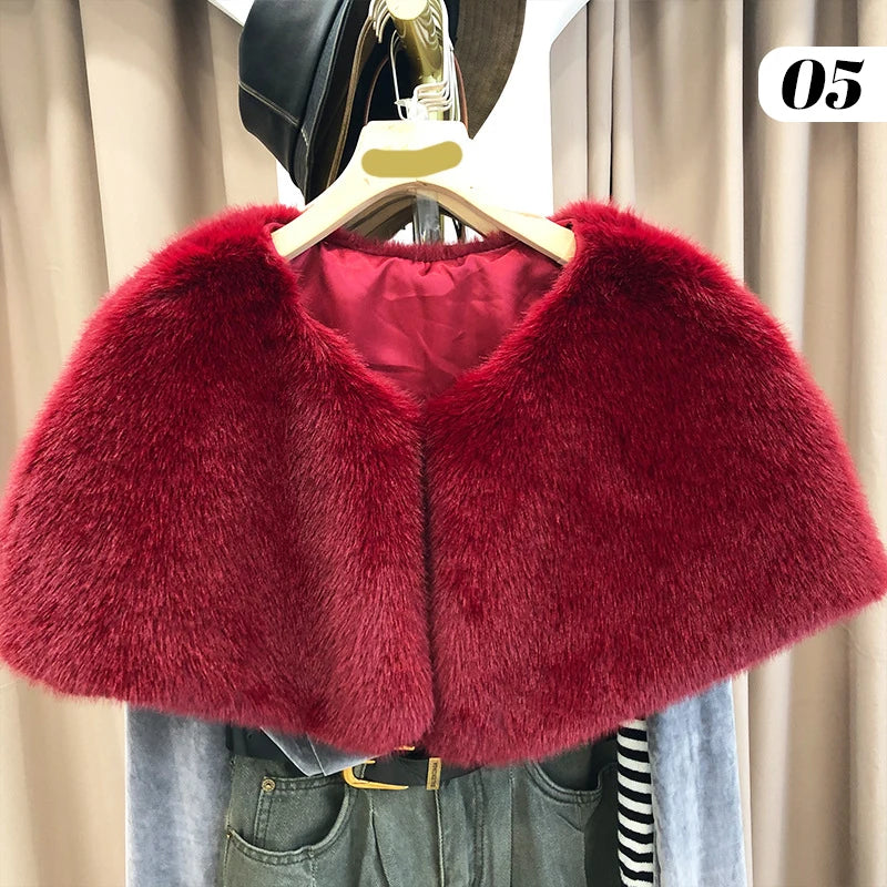 110cm New Bridal Wedding Shawl Wraps Cape Elegant Women Faux Fur Shawl Formal Party Evening Dress Winter Warm Plush Coat Cloak