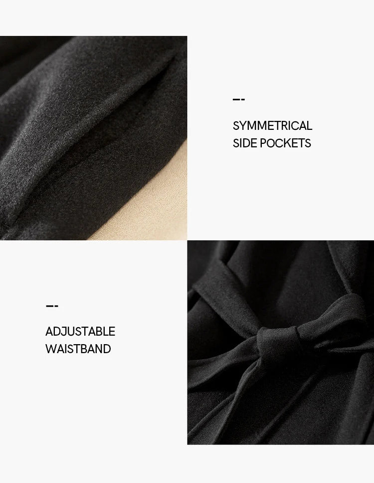 SENTUBILA Women 100% Wool Long Wrap Coat 2025 Elegant Notched Collar Belted Warm Double Faced Woolen Winter Overcoat W24O43352