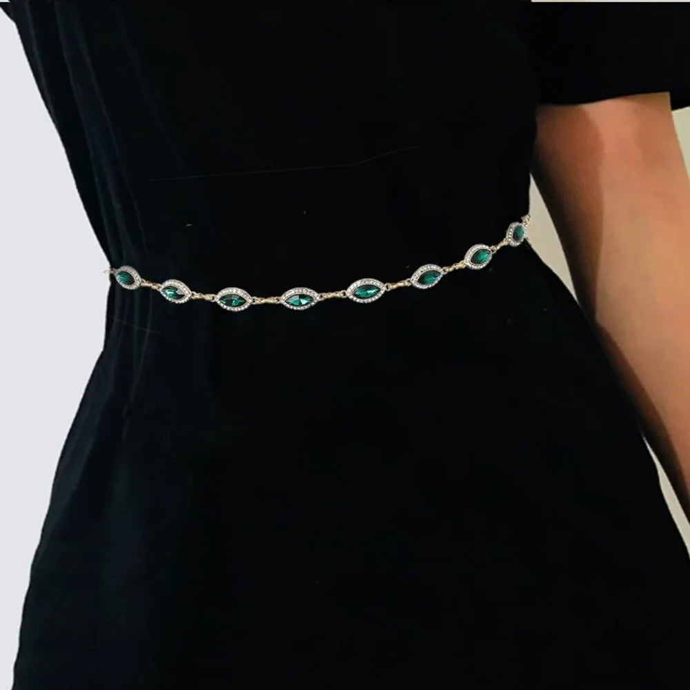 Rhinestone Waist Chain Belt Crystal Belly Chain for Women and Girls